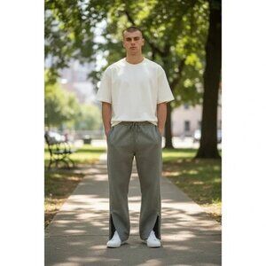 Richie Le Wool Blend Jogger Pants Mens Size Small Green Ankle Zip